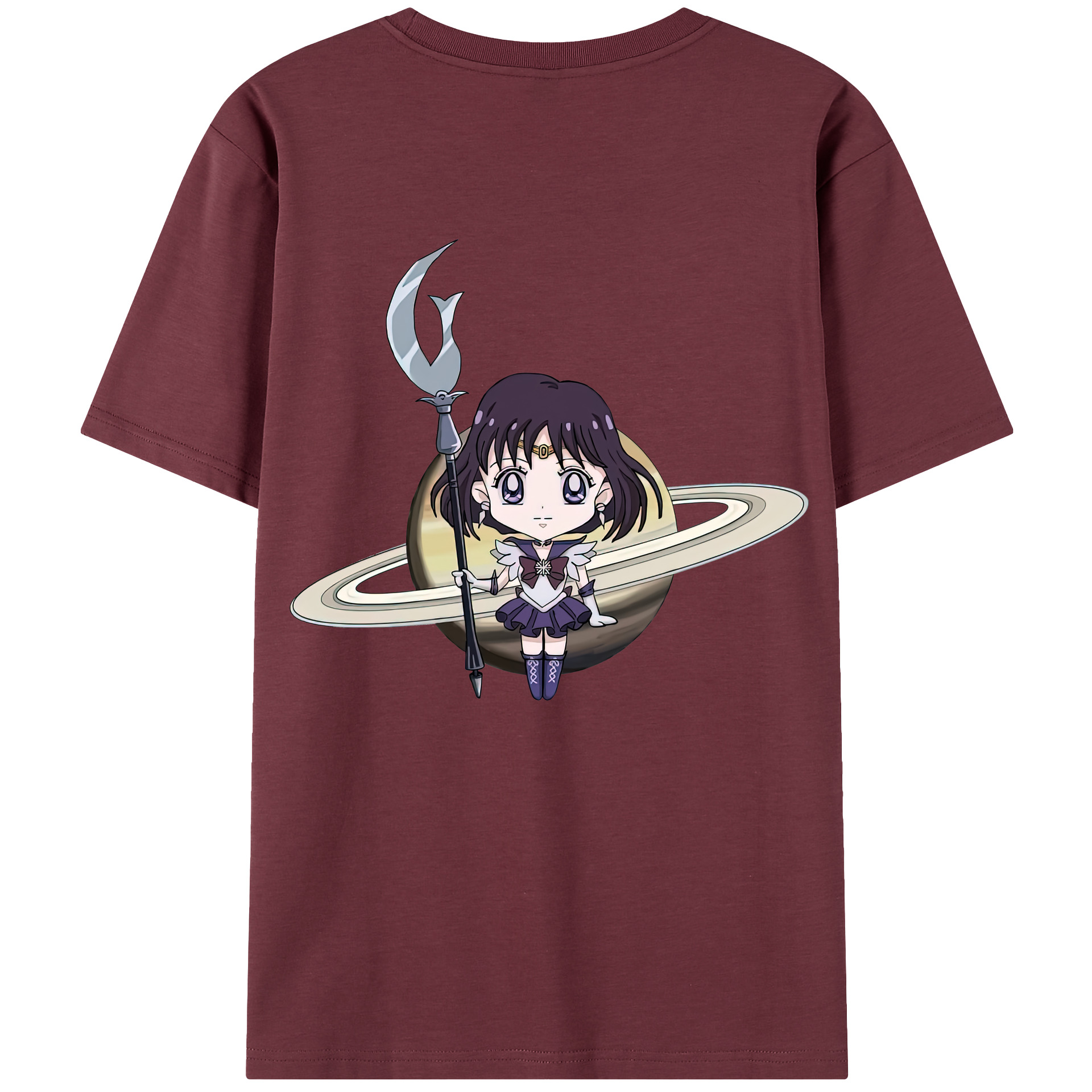 （画像用） 美少女戦士セーラームーン 土萠ほたる Sailor Moon Tomoe Hotaru （セーラーサターン；Sailor Saturn） 綿100％半袖Tシャツ（背面プリント）